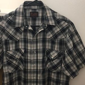 Plains (Western Wear)-Black & Tan Plaid Buttondown